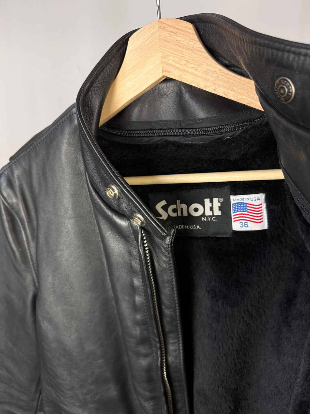 Cafe racer Schott leather jacket 1990