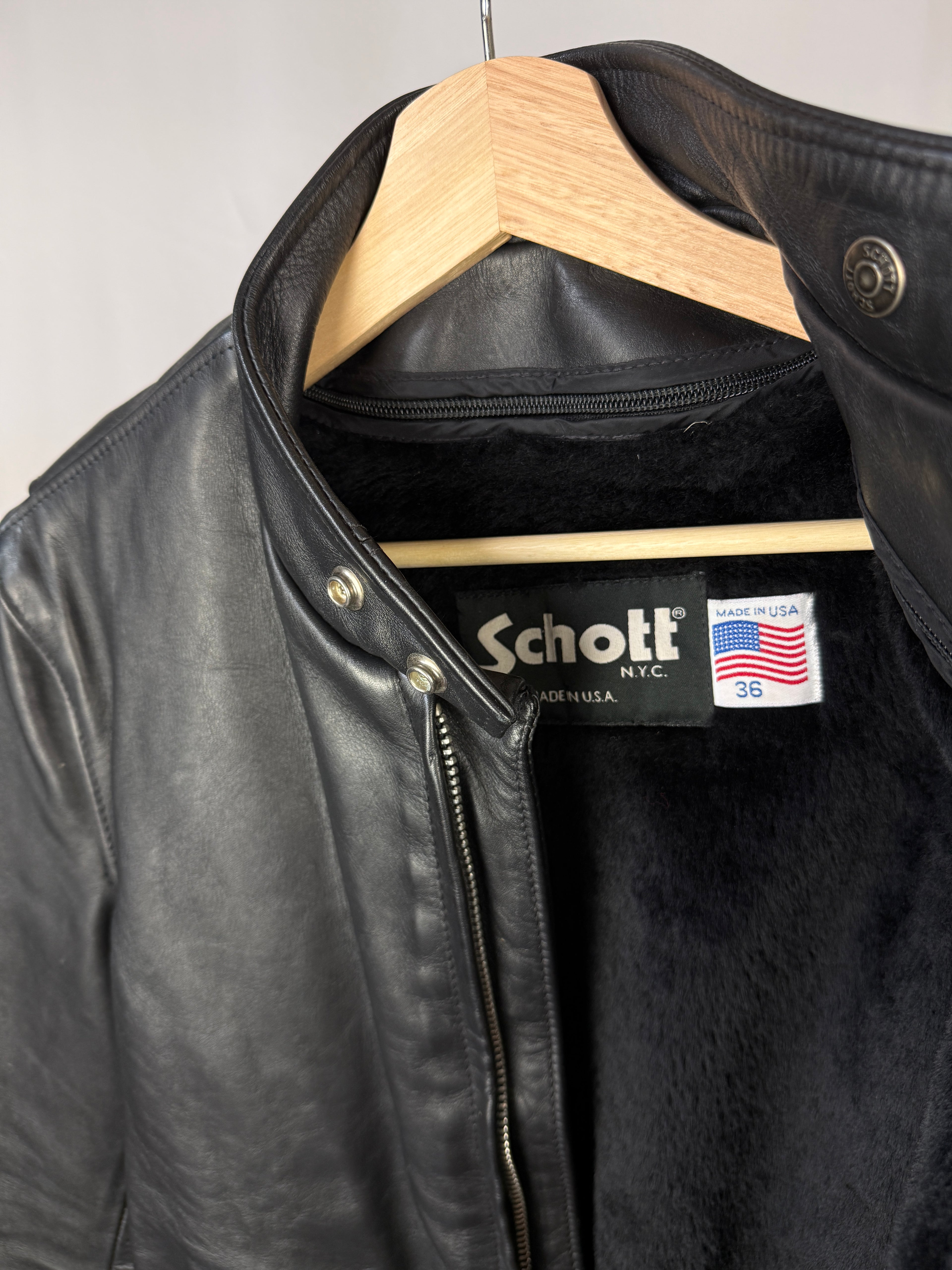 Cafe racer Schott leather jacket 1990