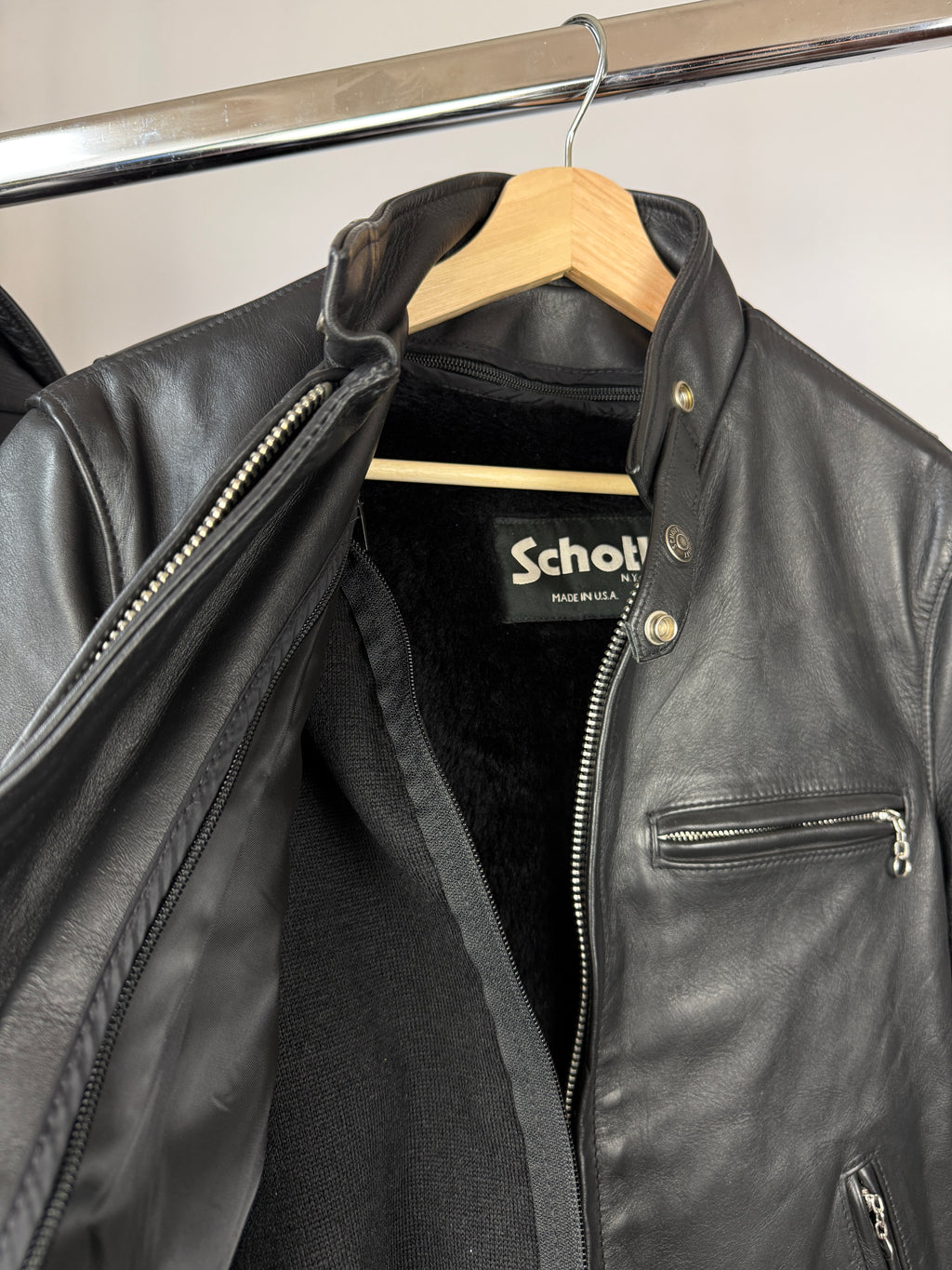 Cafe racer Schott leather jacket 1990