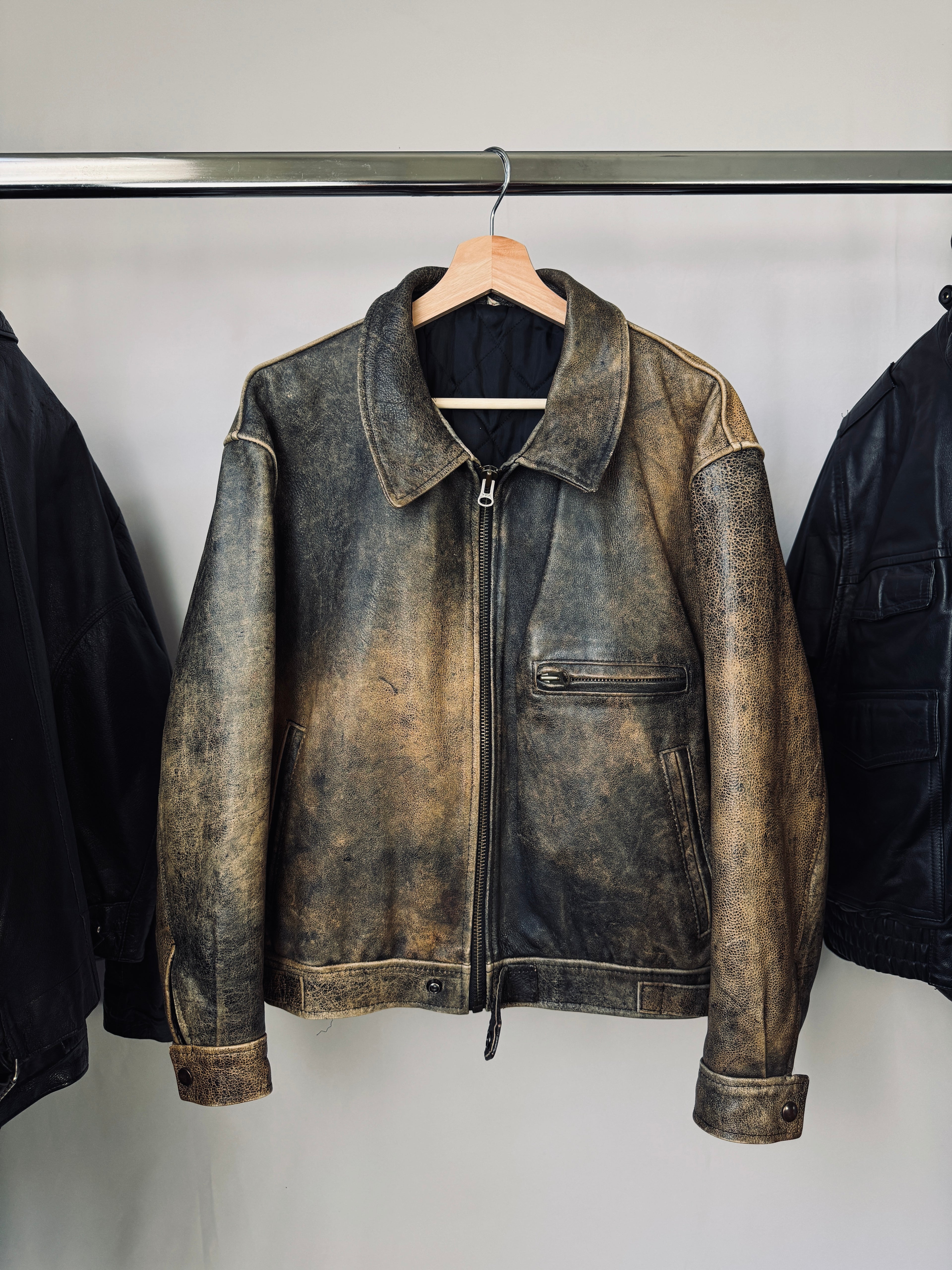 1970' Caffe racer cropped leather jacket&nbsp;